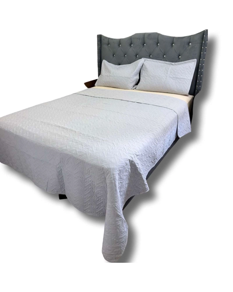 COBERTOR QUILT DE LUJO VERANO DELGADO 2 PLAZAS GRIS - 2