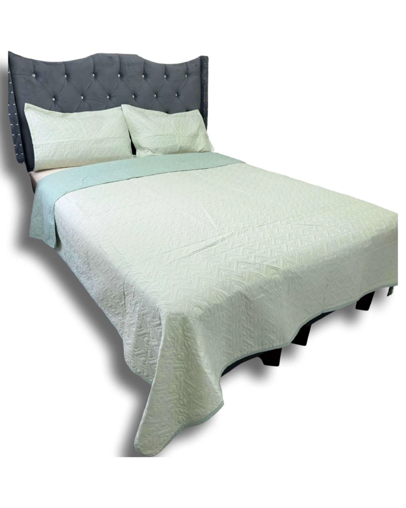 COBERTOR QUILT DE LUJO VERANO DELGADO PLAZA Y MEDIA VERDE MENTA - 3