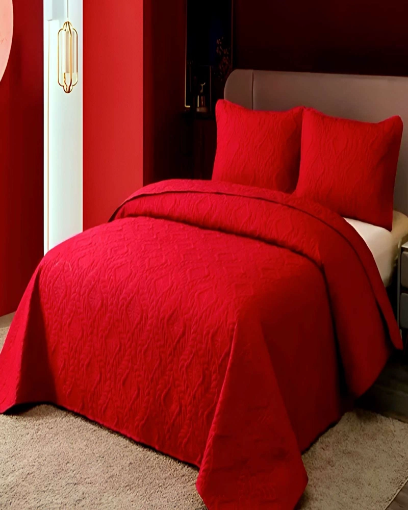 CUBRECAMA ELEGANTE  QUILT VERANO KING - SUPER KING 250 CM X 270 CM ROJO - 4
