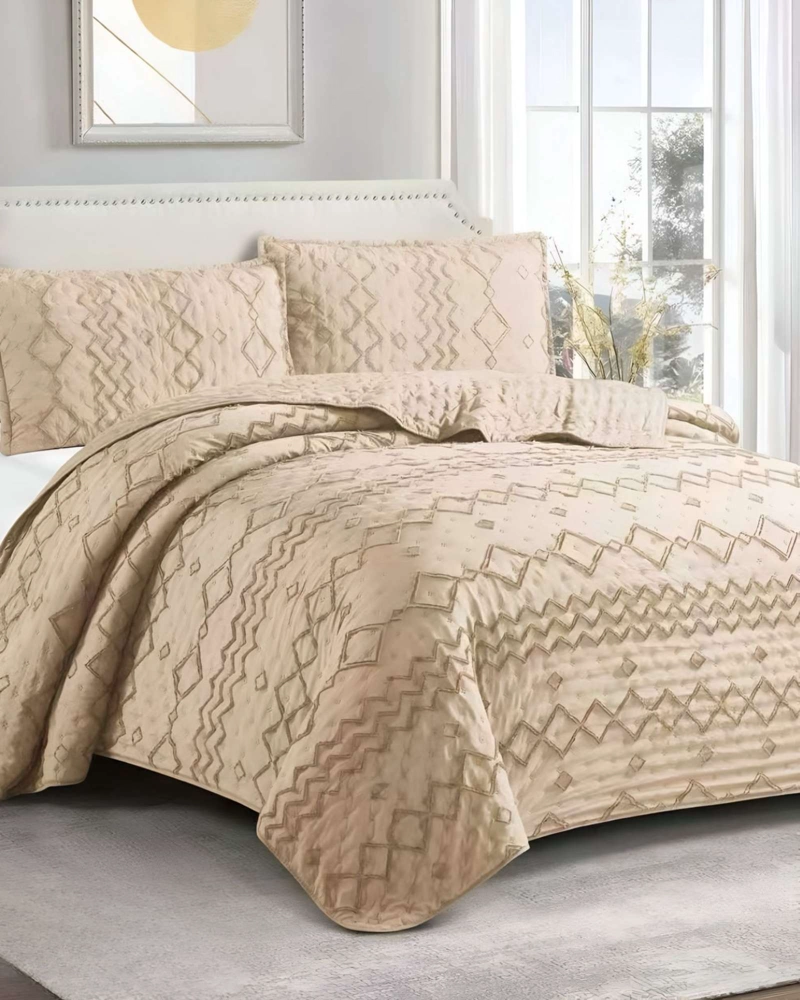 CUBRECAMA QUILT TUFTING DE LUJO SUAVE PLAZA Y MEDIA - 3