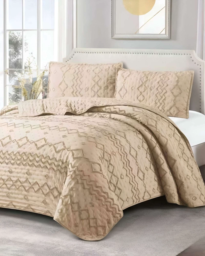 CUBRECAMA QUILT TUFTING DE LUJO SUAVE PLAZA Y MEDIA - 4