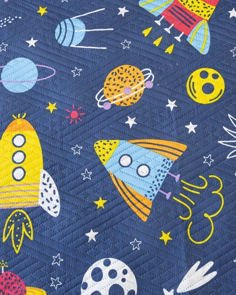 CUBRECAMA QUILT PRIMAVERA VERANO PLANTEAS AZUL - 2