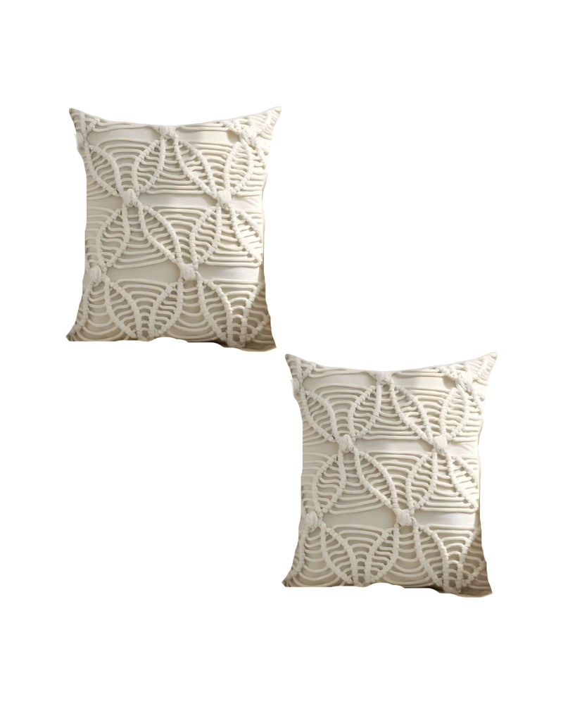 SET DE 2 FUNDAS DE COJIN ESTILO BOHEMIO 45X45 CM BLANCO 04 - 1