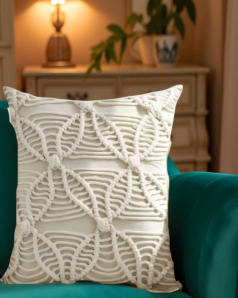 SET DE 2 FUNDAS DE COJIN ESTILO BOHEMIO 45X45 CM BLANCO 04 - 4