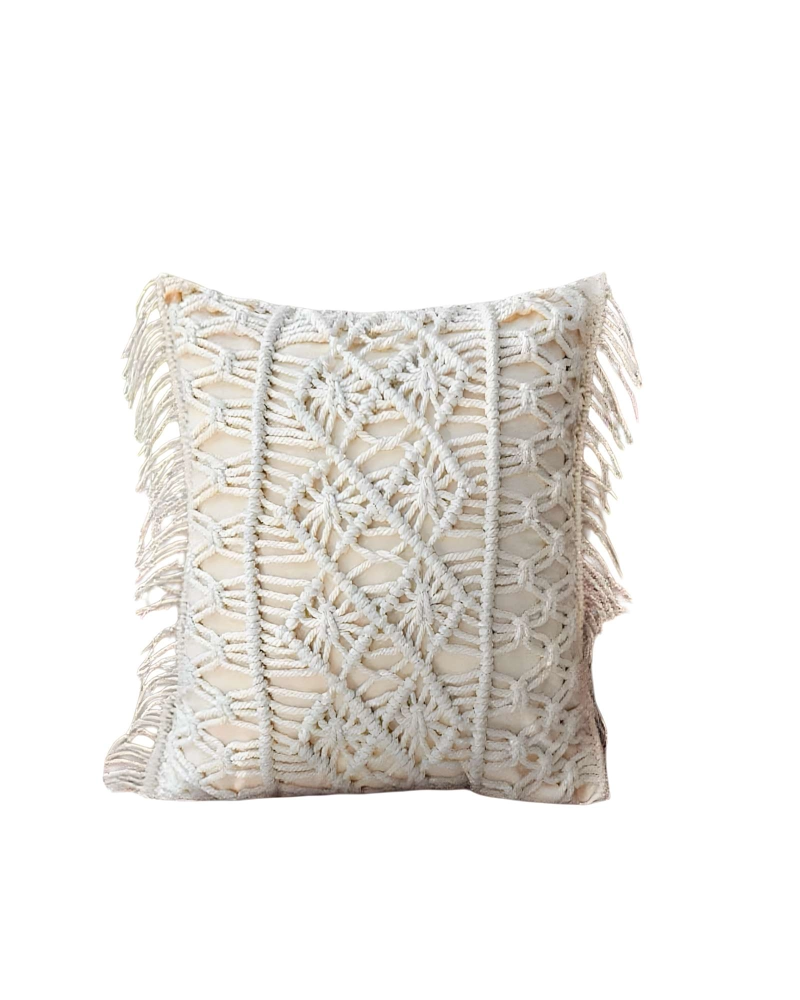SET DE 2 FUNDAS DE COJIN ESTILO BOHEMIO 45X45 CM BLANCO 01 - 2