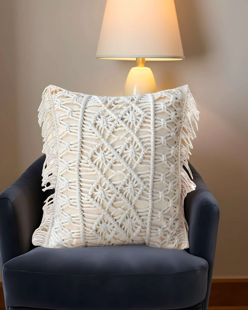 SET DE 2 FUNDAS DE COJIN ESTILO BOHEMIO 45X45 CM BLANCO 01 - 4