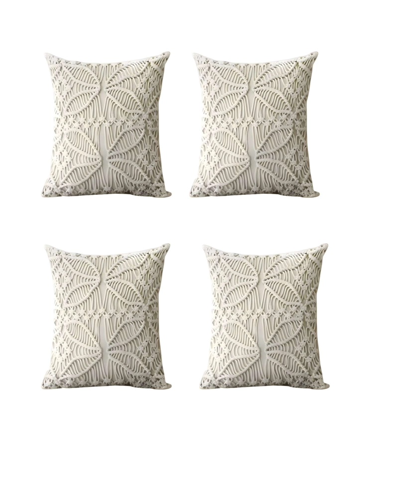 SET DE 4 FUNDAS DE COJIN ESTILO BOHEMIO 45X45 CM BLANCO 05 - 1