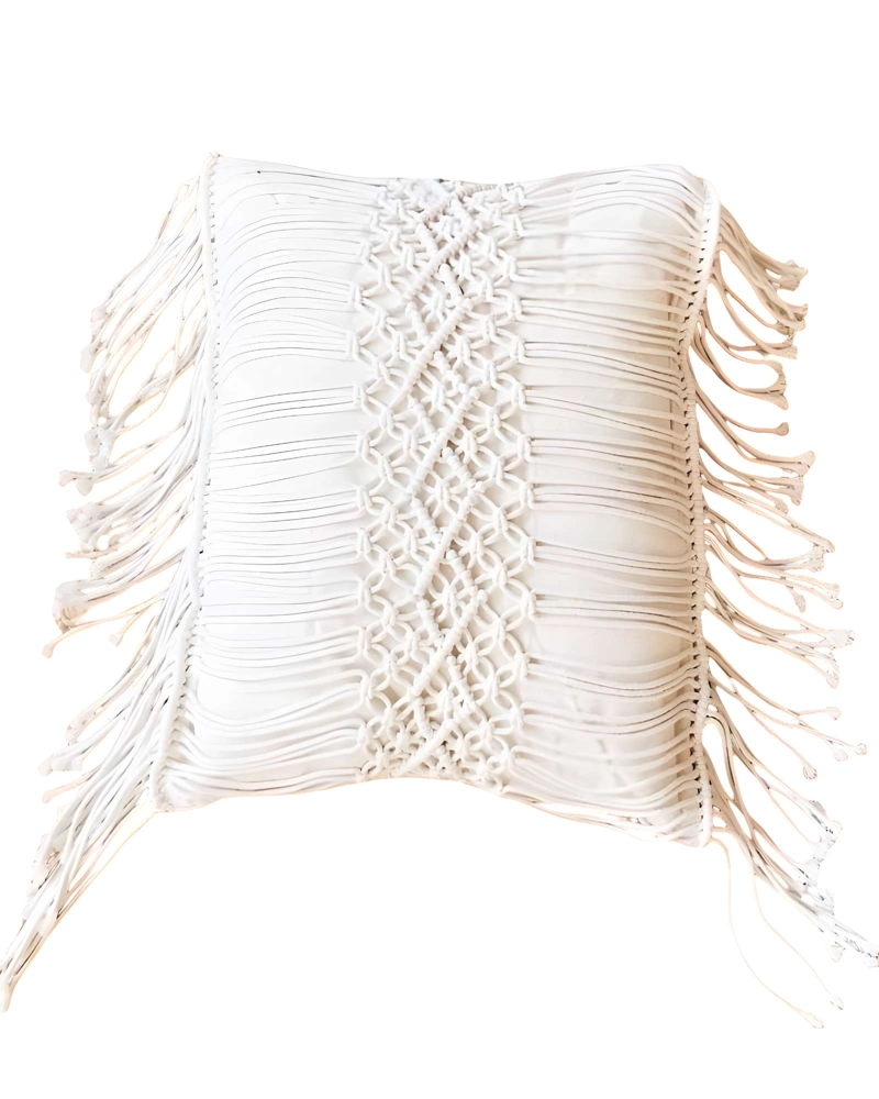 SET DE 4 FUNDAS DE COJIN ESTILO BOHEMIO 45X45 CM BLANCO 02 - 2