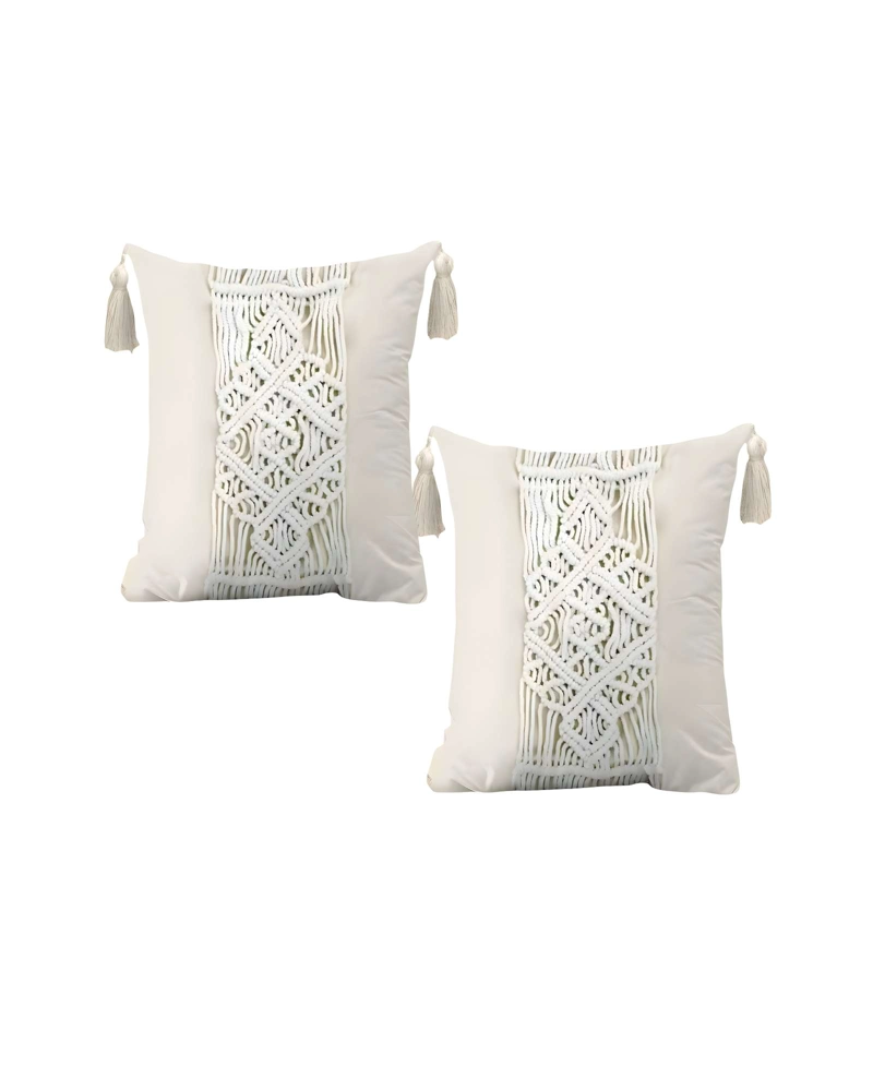 SET DE 2 FUNDAS DE COJIN ESTILO BOHEMIO 45X45 CM BLANCO 03 - 1