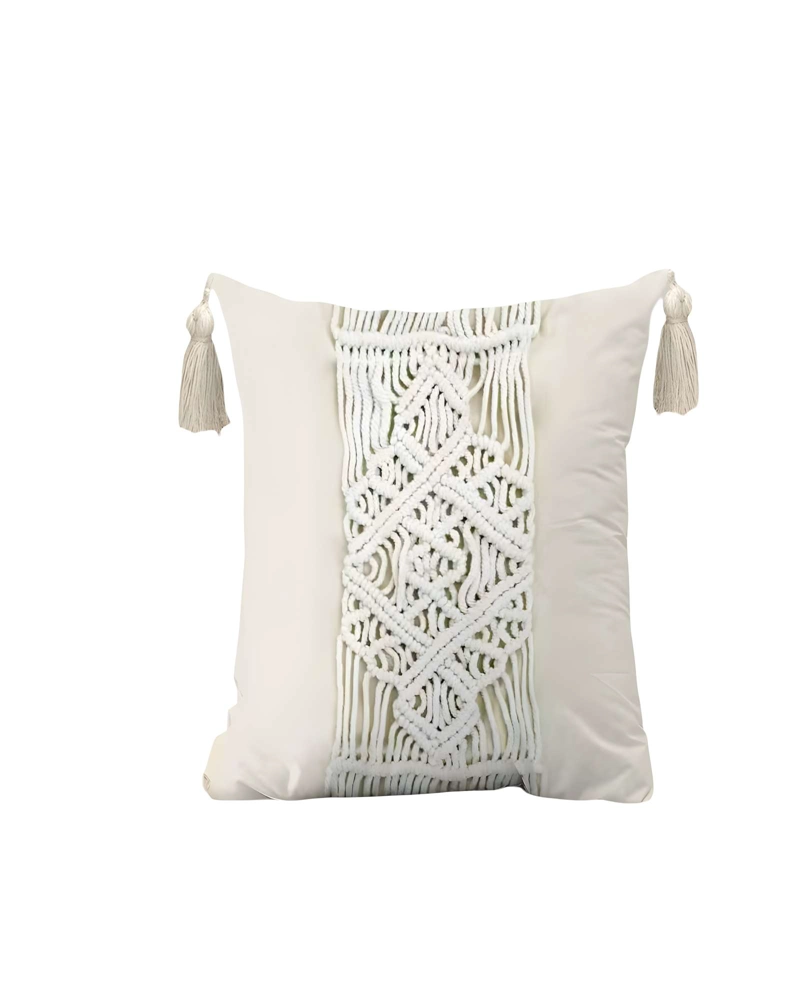 SET DE 2 FUNDAS DE COJIN ESTILO BOHEMIO 45X45 CM BLANCO 03 - 2