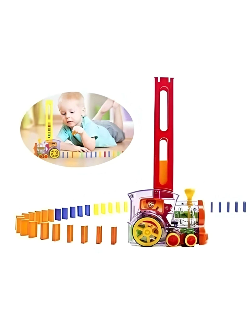 JUEGO DE TREN DE DOMINO LUZ Y SONIDO INFANTIL CON 80 PIEZAS - 2