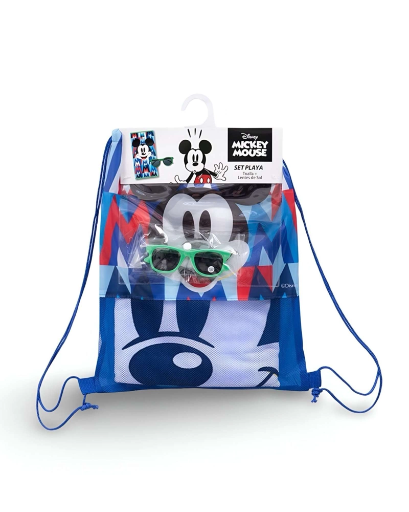 TOALLA DE BAÑO NIÑO NIÑA CON LENTES DE SOL Y BOLSO MICKEY - 1