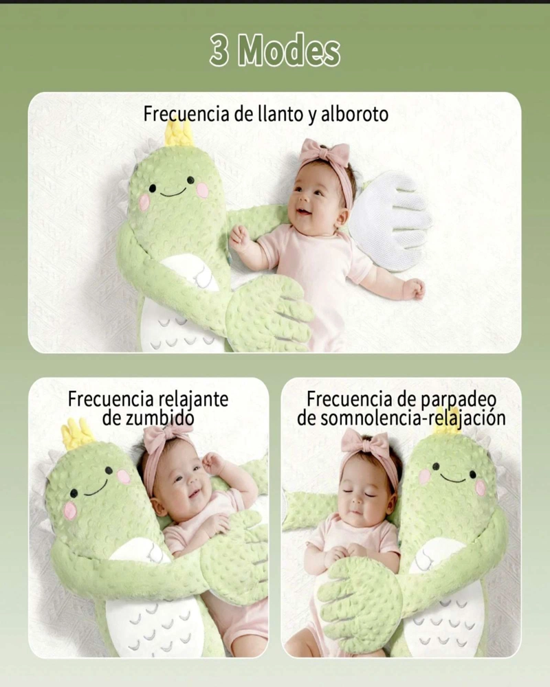 PELUCHE PALMA CALMANTE PARA BEBE  DINOSAURIO VERDE - 5
