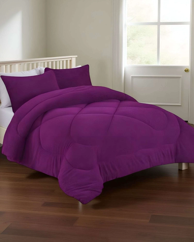 COBERTOR ELEGANTE DE INVIERNO UNICOLOR PLUSH CON CHIPORRO PLAZA Y MEDIA S56 - 2
