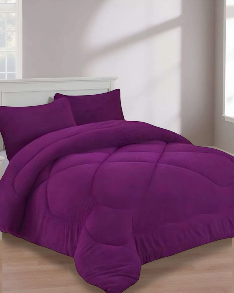 COBERTOR ELEGANTE DE INVIERNO UNICOLOR PLUSH CON CHIPORRO PLAZA Y MEDIA S56 - 3