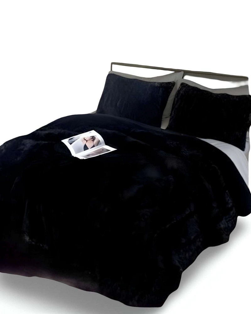 COBERTOR ELEGANTE CHIPORRO UNICOLOR PELUDO DE INVIERNO PLAZA Y MEDIA S59 - 1