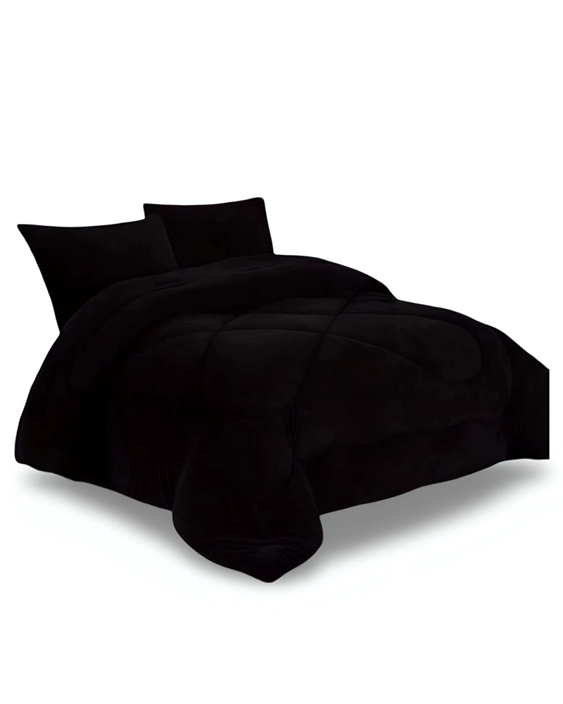 COBERTOR ELEGANTE DE INVIERNO UNICOLOR PLUSH CON CHIPORRO PLAZA Y MEDIA S57 - 4