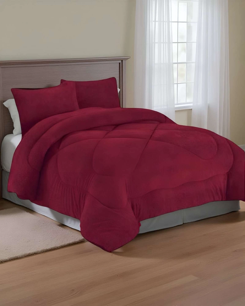COBERTOR ELEGANTE DE INVIERNO UNICOLOR PLUSH CON CHIPORRO PLAZA Y MEDIA S52 - 3
