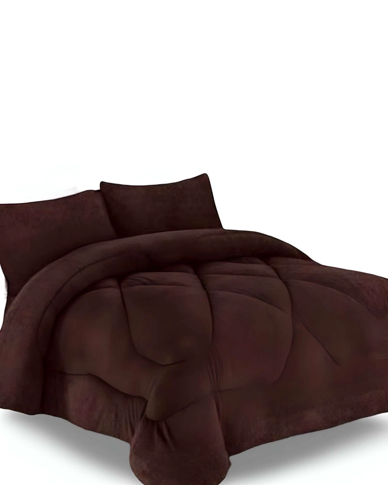 COBERTOR ELEGANTE DE INVIERNO UNICOLOR PLUSH CON CHIPORRO PLAZA Y MEDIA S51 - 1