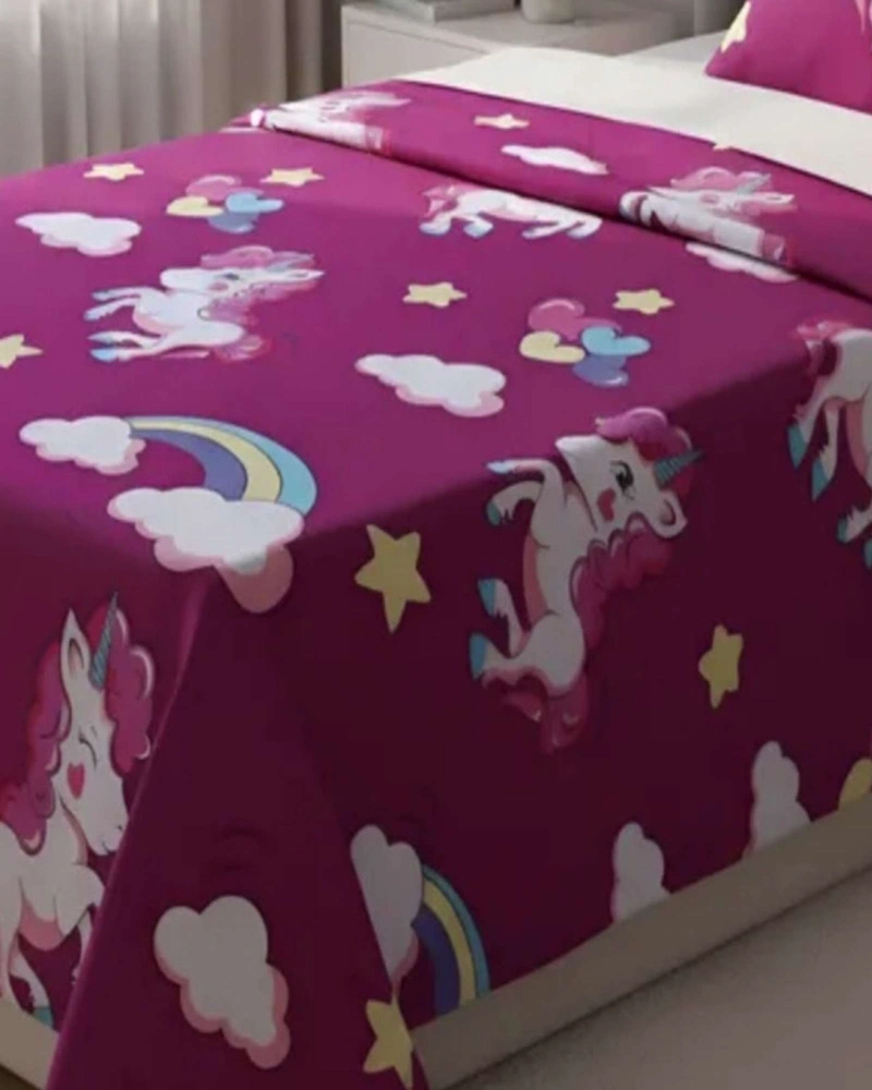 JUEGO DE SABANAS DE VERANO UNICORNIO NIÑA INFANTIL PLAZA Y MEDIA  MAS 1 ALMOHADA - 3