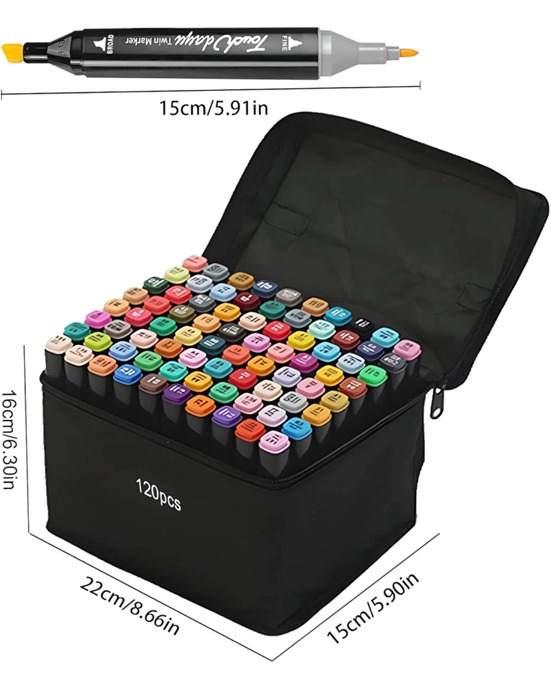 ROTULADORES 120 COLORES DE DIBUJO ARTISTICO DOBLE PUNTA - 5