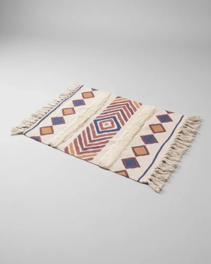 PACK DE 2 ALFOMBRA DE LINO BAJADA DE CAMA ESTILO BOHO MEDIDA 60 CM X 90 CM - 6