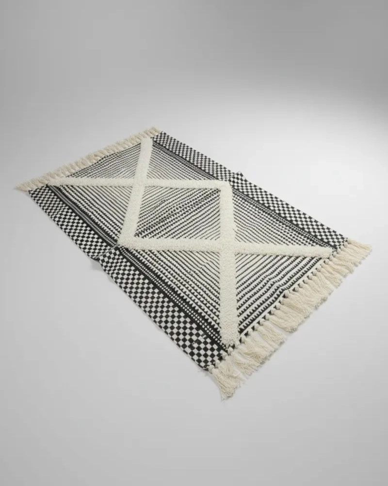 PACK DE 2 ALFOMBRA DE LINO BAJADA DE CAMA ESTILO BOHO MEDIDA 60 CM X 90 CM - 3