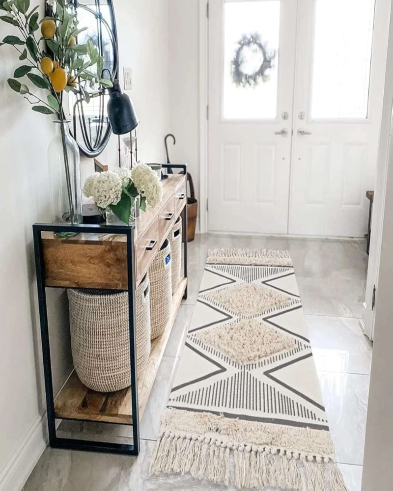 PACK DE 2 ALFOMBRA DE LINO BAJADA DE CAMA ESTILO BOHO MEDIDA 60 CM X 90 CM - 2