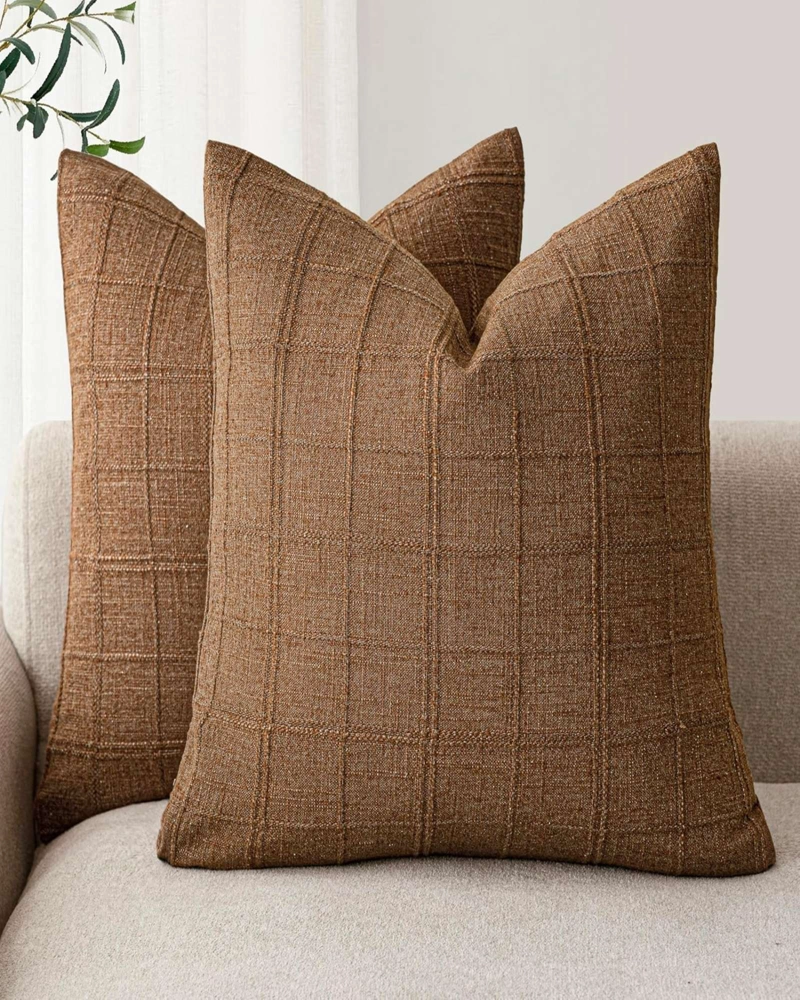 SET DE 2 FUNDAS DE COJIN JACQUARD CUADRILLE  (CON RELLENO) - 2