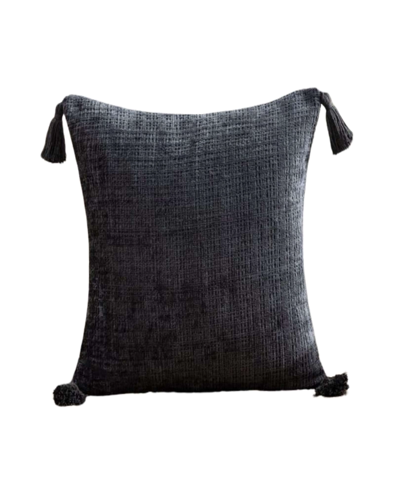 FUNDAS DE COJIN CUADRADAS  CHENILLE CON BORLAS PACK DE 2 PIEZAS - 1
