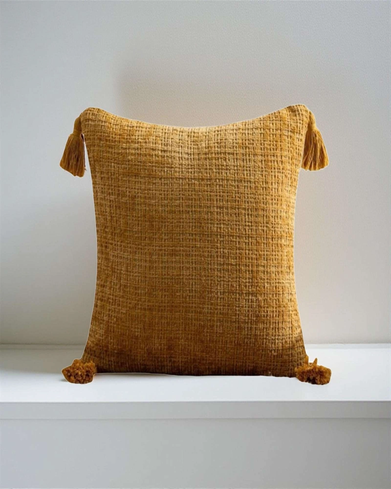 FUNDAS DE COJIN CUADRADAS  CHENILLE CON BORLAS PACK DE 2 PIEZAS - 2