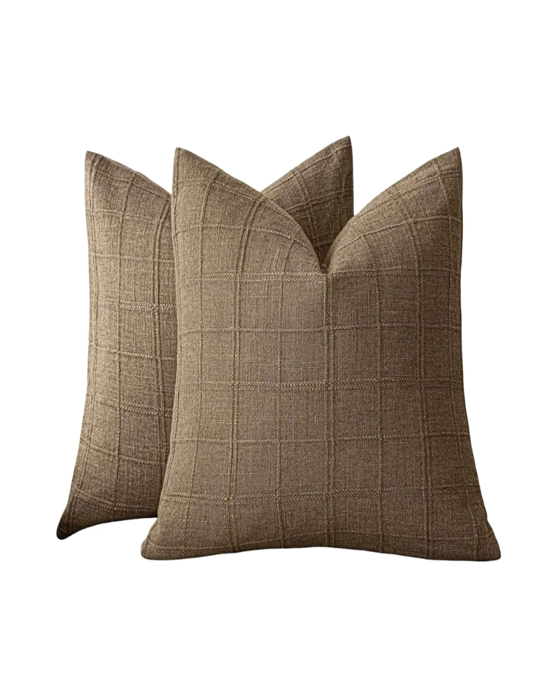 FUNDAS DE COJIN JACQUARD CUADRILLE PACK DE 2 PIEZAS - 1