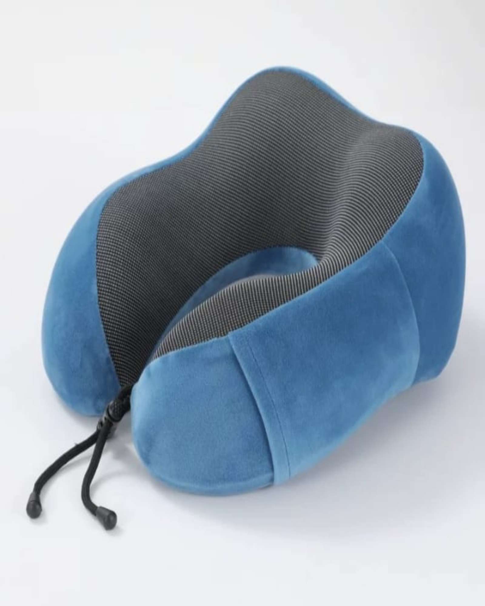 COMODA ALMOHADA DE CUELLO VIAJE TELA MAGNETICA AZUL - 2