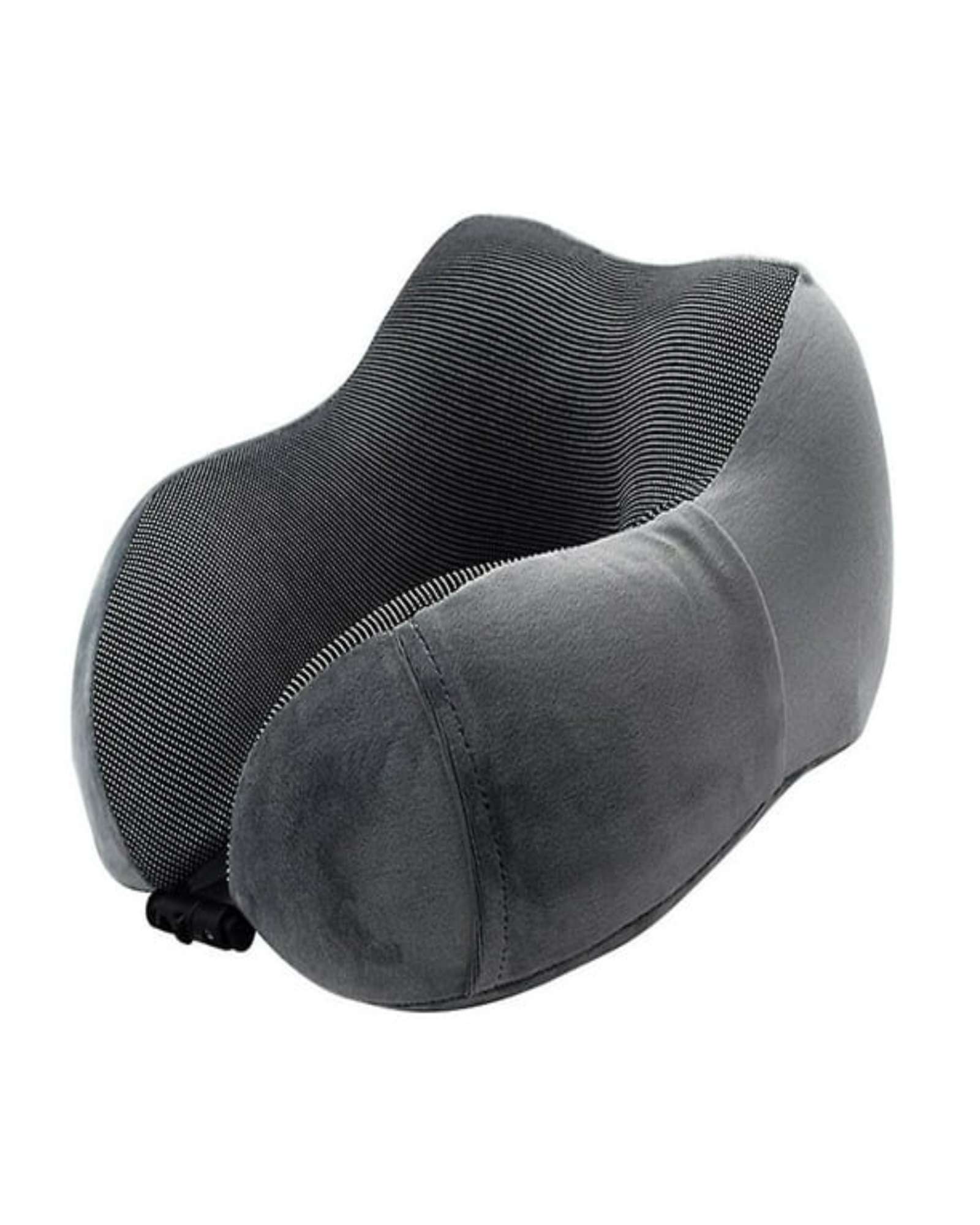 COMODA ALMOHADA DE CUELLO VIAJE TELA MAGNETICA GRIS - 2