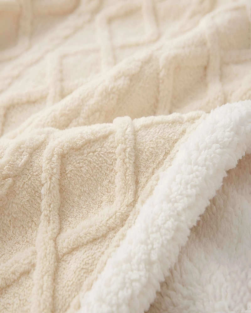FRAZADA SHERPA PREMIUM CON DISEÑO DE DIAMANTES 2 PLAZAS - 5