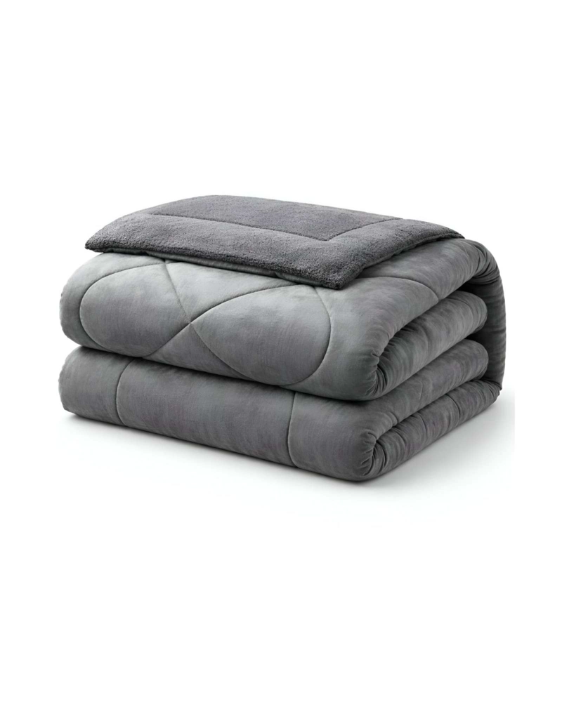CUBRECAMA PLUSH CON CHIPORRO ACOLCHADO LISO PLAZA Y MEDIA - 2