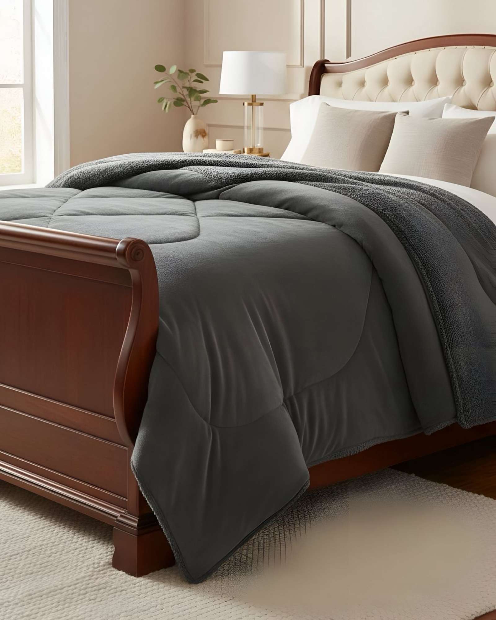 CUBRECAMA PLUSH CON CHIPORRO ACOLCHADO LISO KING - 3