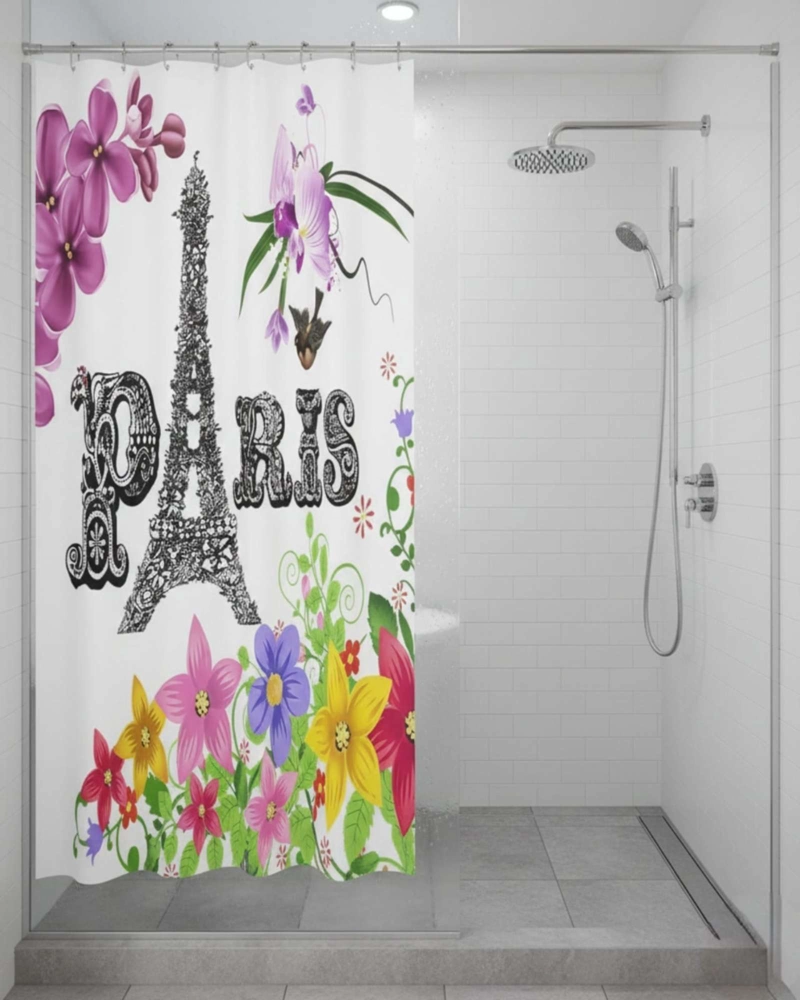 CORTINA DE BAÑO TELA GE NERO + FORRO IMPERMEABLE - 2