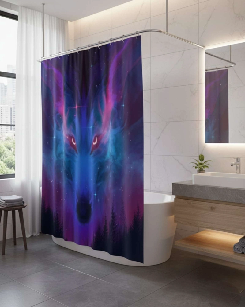 CORTINA DE BAÑO TELA GE NERO + FORRO IMPERMEABLE - 1