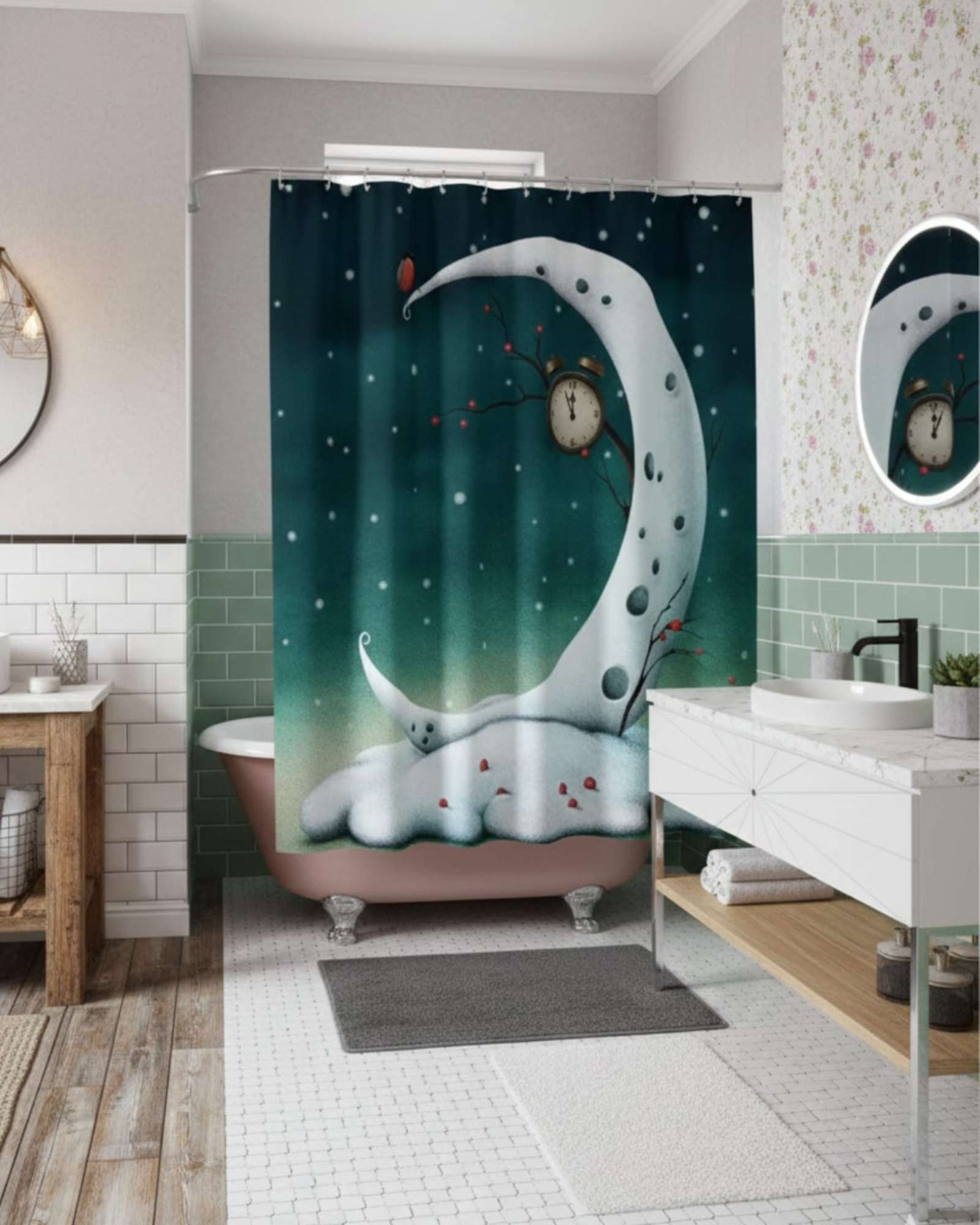 CORTINA DE BAÑO TELA GE NERO + FORRO IMPERMEABLE - 4