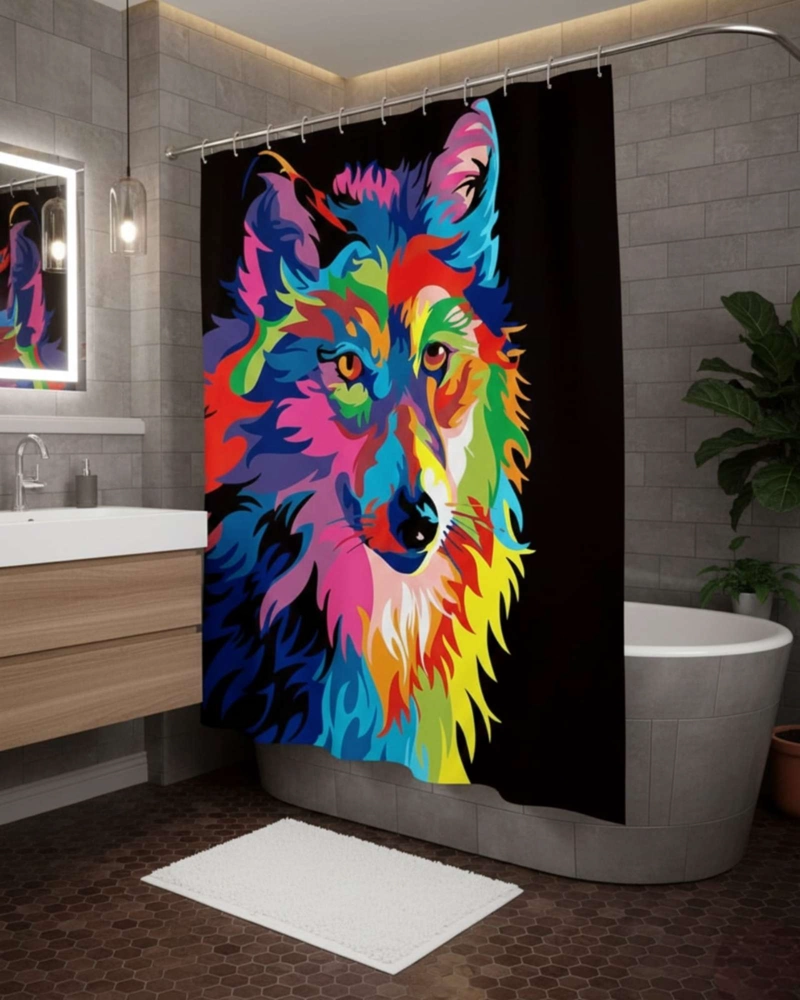 CORTINA DE BAÑO TELA GE NERO + FORRO IMPERMEABLE - 1