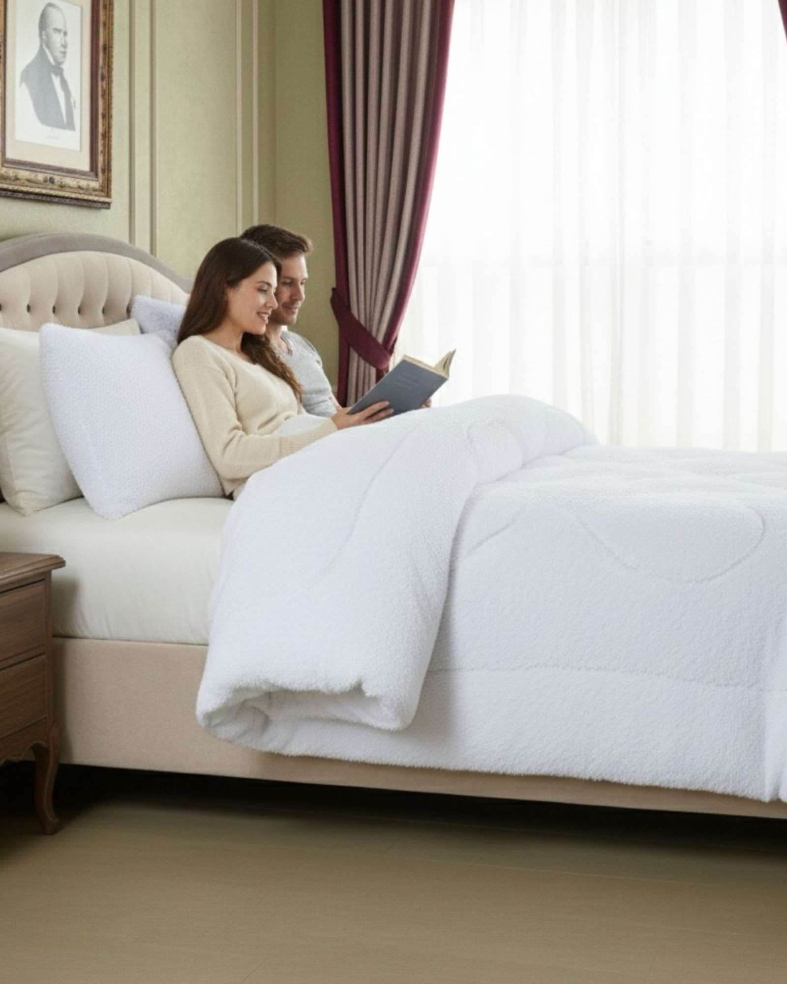 PLUMON CUBRECAMA 2 PLAZAS SHERPA PELUDO INVIERNO DISEÑO SUAVE - 1