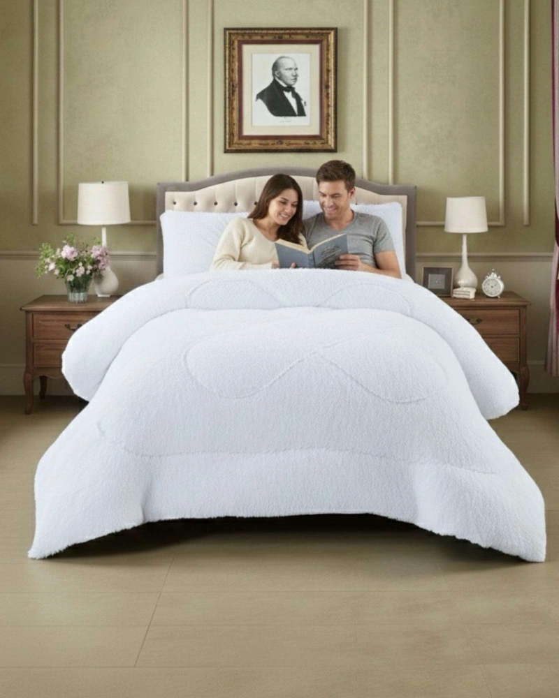 PLUMON CUBRECAMA 2 PLAZAS SHERPA PELUDO INVIERNO DISEÑO SUAVE - 2