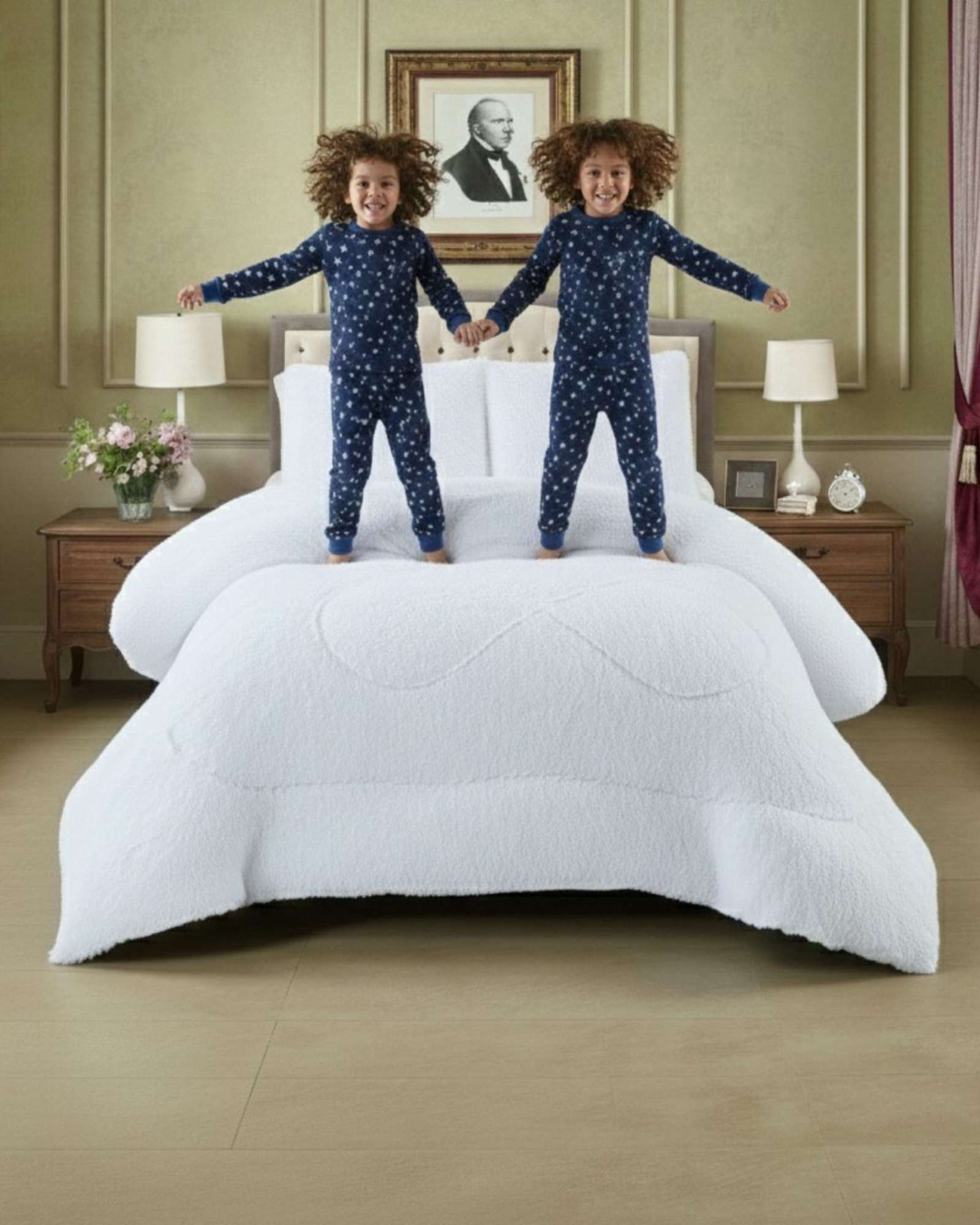 PLUMON CUBRECAMA 2 PLAZAS SHERPA PELUDO INVIERNO DISEÑO SUAVE - 5