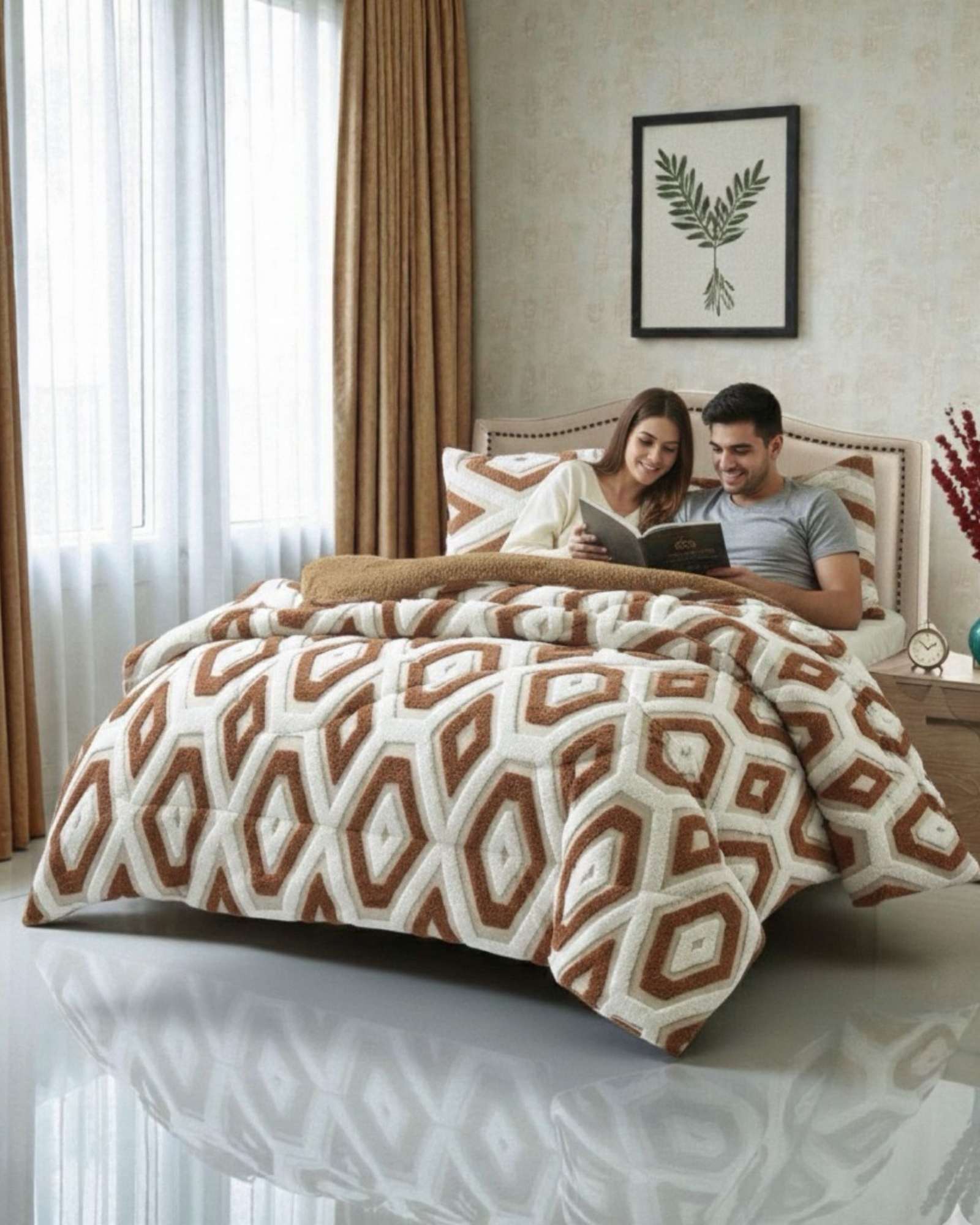 CUBRECAMA PLAZA Y MEDIA CHIPORRO DISEÑO JACQUARD EXTRA SUAVE - 1