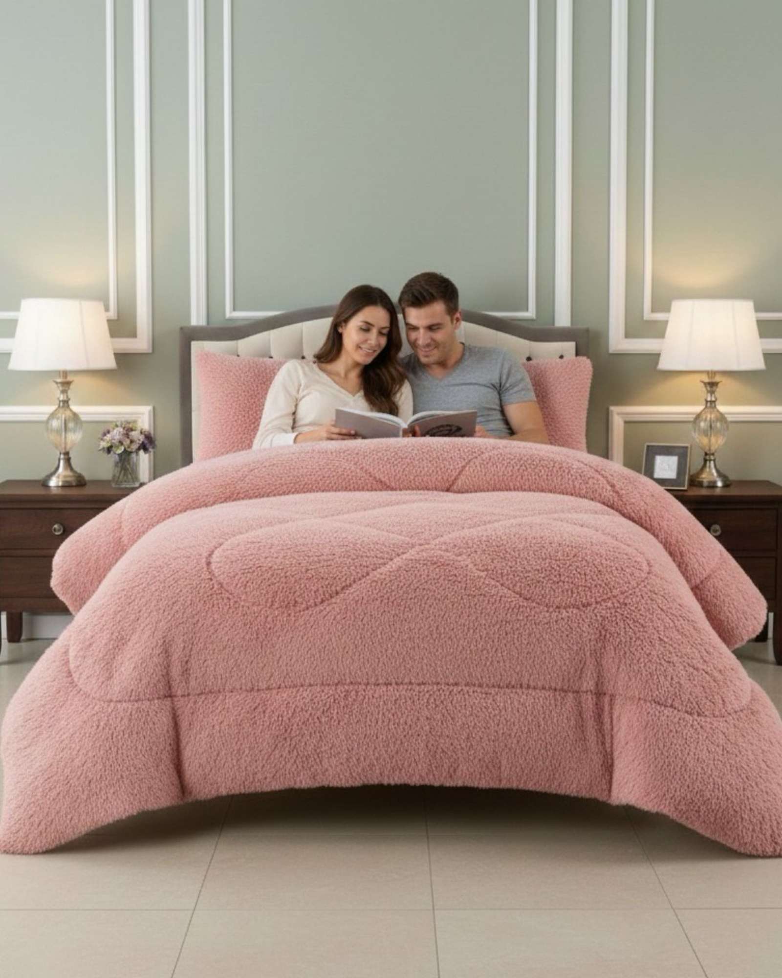 PLUMON CUBRECAMA 2 PLAZAS SHERPA PELUDO INVIERNO DISEÑO SUAVE - 2