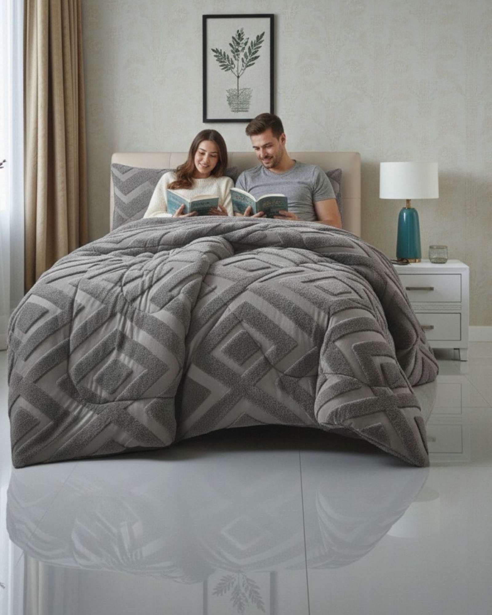 CUBRECAMA PLAZA Y MEDIA CHIPORRO DISEÑO GEOMETRICO EXTRA SUAVE - 2