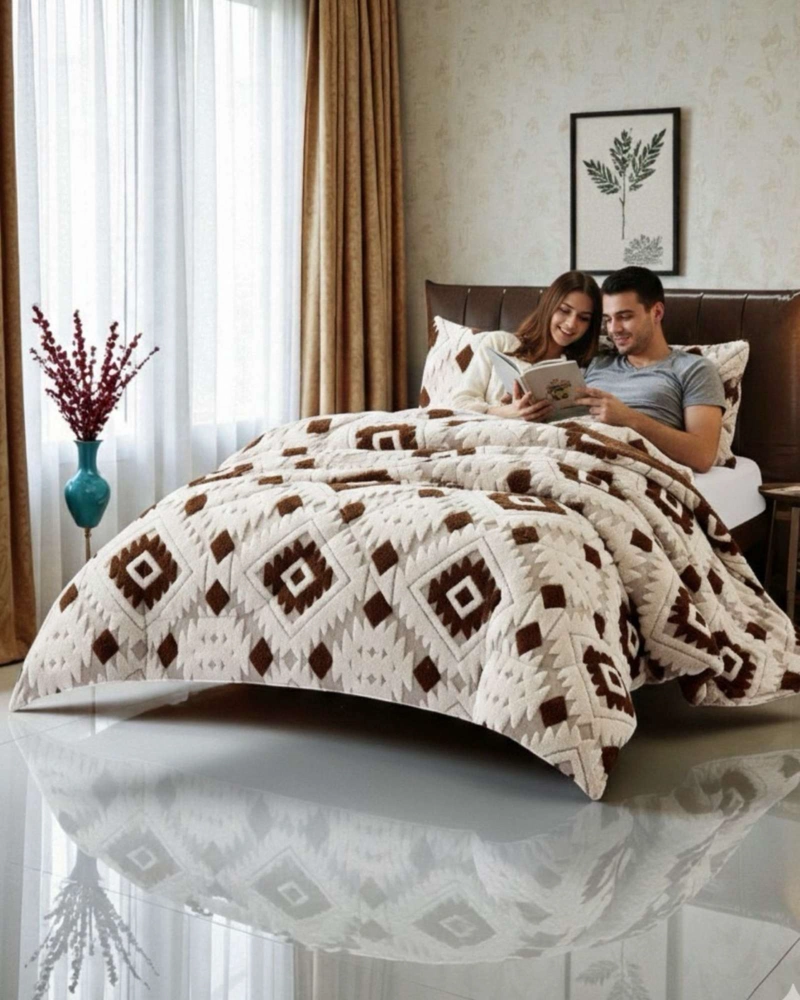 CUBRECAMA KING CHIPORRO DISEÑO JACQUARD TE RMICO SUAVE - 1