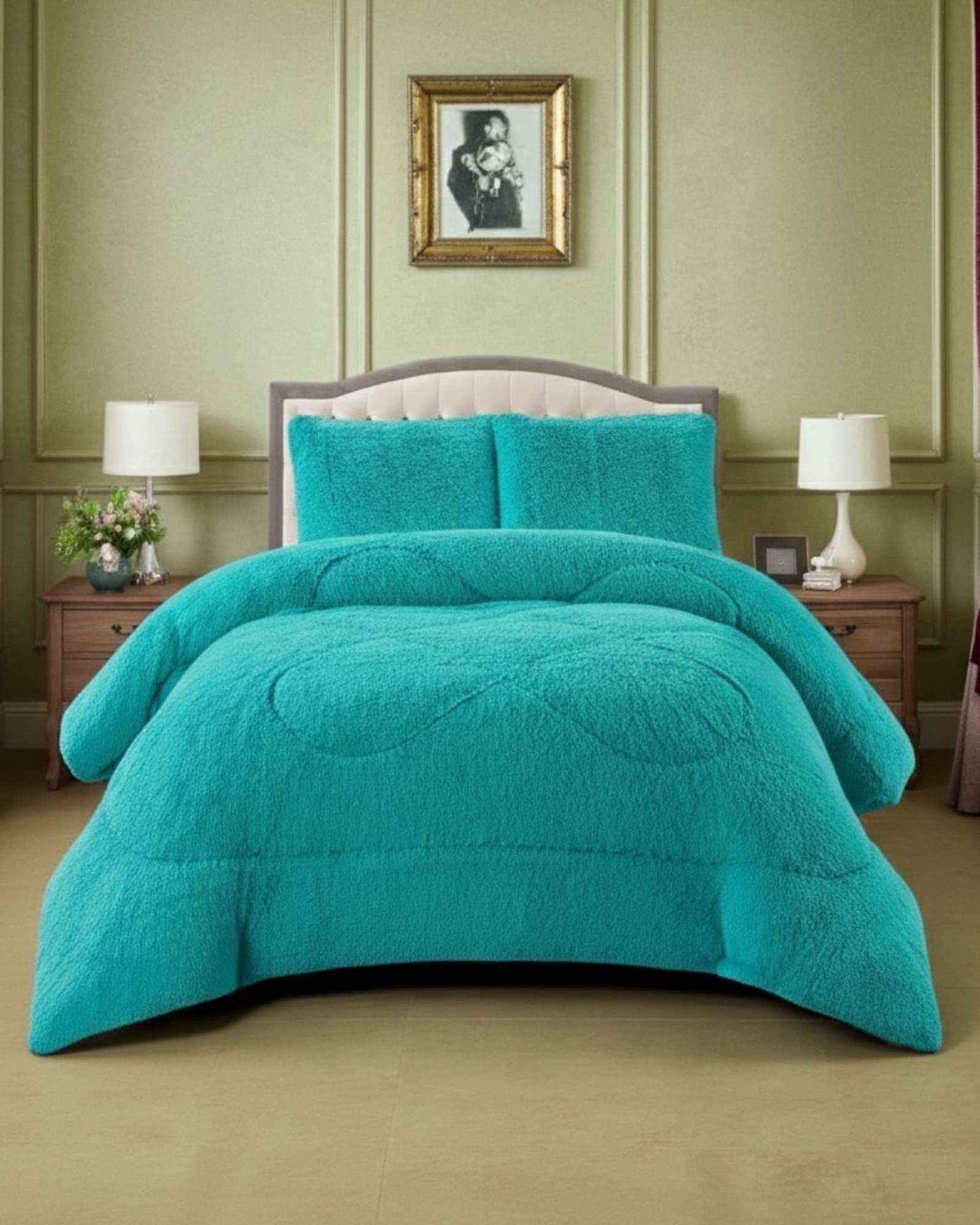 PLUMON CUBRECAMA 2 PLAZAS SHERPA PELUDO INVIERNO DISEÑO SUAVE - 3