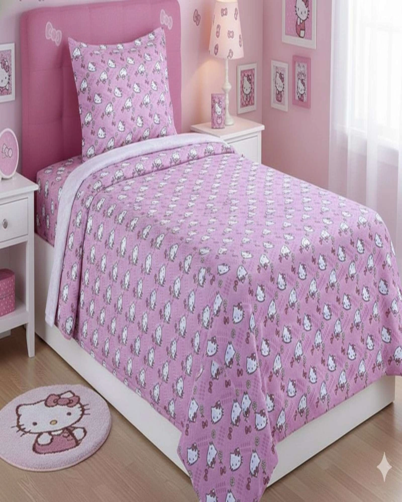 JUEGO DE SABANA PLAZA Y MEDIA HELLO KITTY - 3